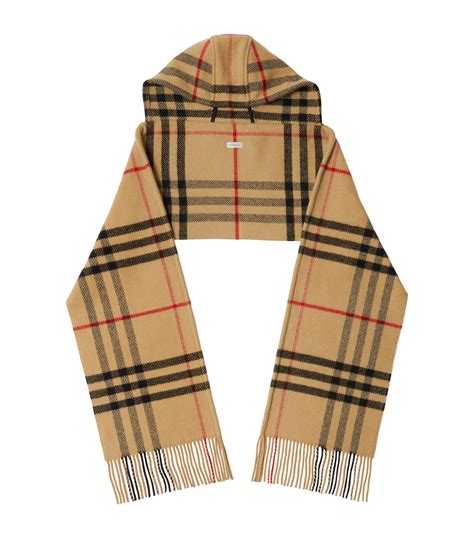 burberry archive logo wool cashmere hooded scarf|Burberry check wool cashmere scarf.